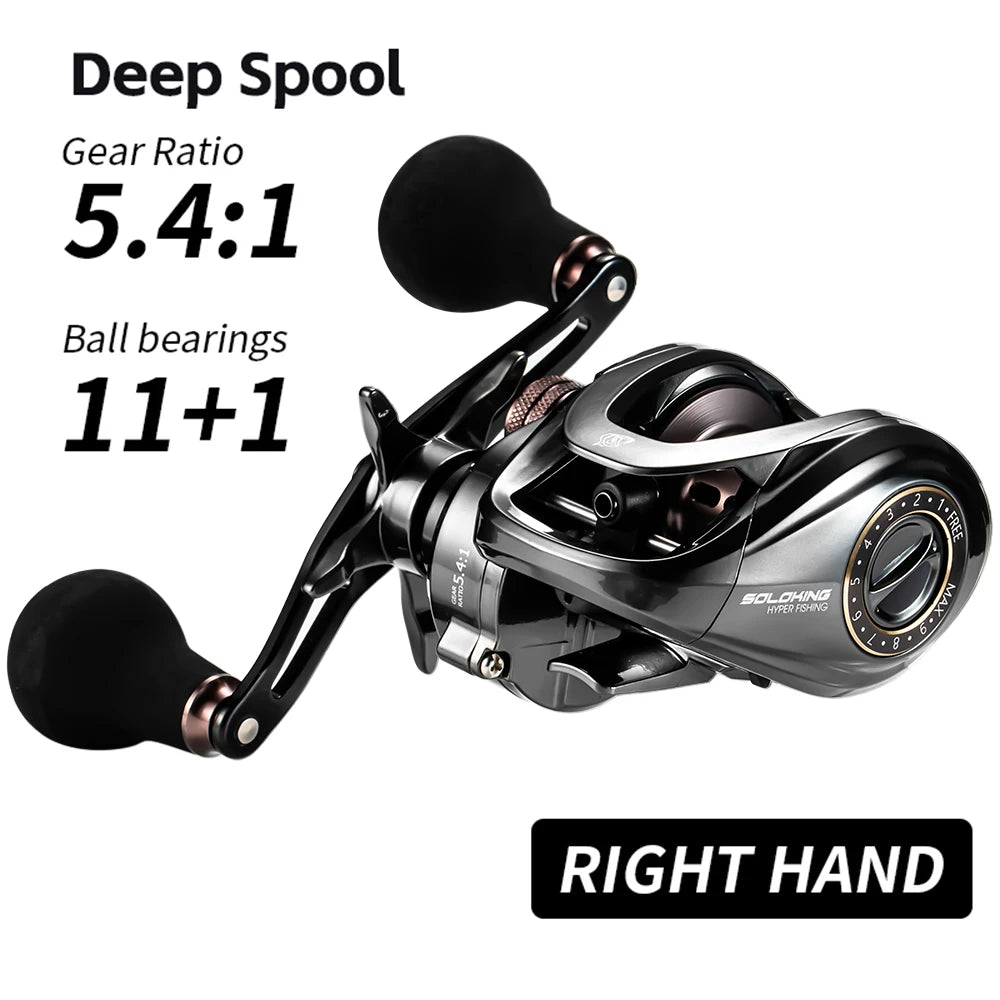 Soloking HIAW Pro Baitcasting Fishing Reel 11+1BB 7.2:1/5.4:1 Speed Gear Ratio,21LB Drag Power Ultra Smooth Durable Fishing Rod