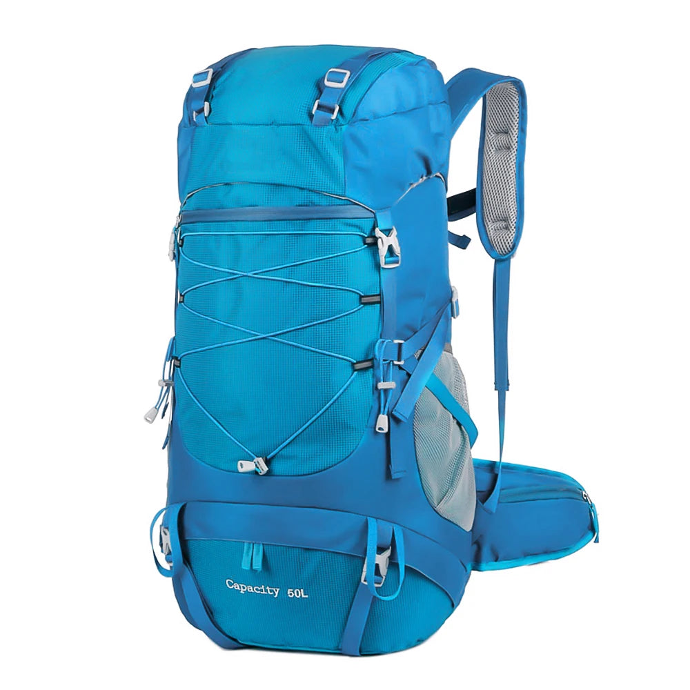 WESTTUNE 50L Hiking Backpack with Rain Cover Multifunctional Mountaineering Bag Outdoor Rucksack for Travel Trekking Camping