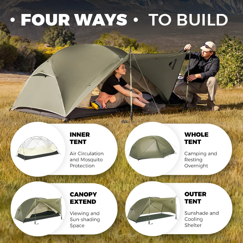 Naturehike Mongar UL/PRO 1 2 3 Person Tent Ultralight Waterproof Backpacking Tent Outdoor Portable Hiking Camping Sunshade
