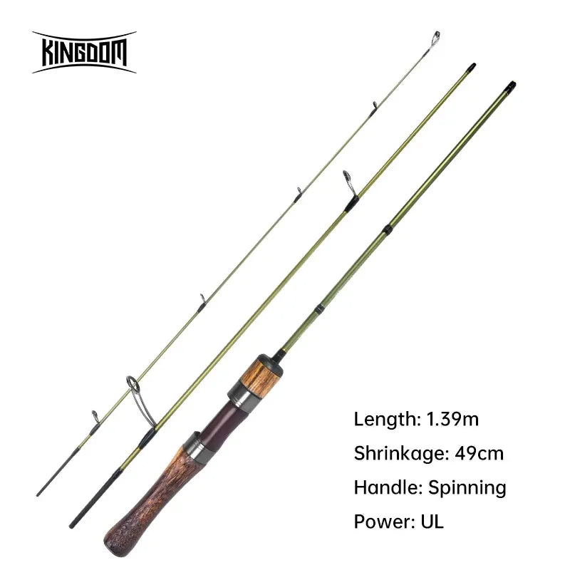 Kingdom 3 Sections Ultralight Carbon Rods MF Action Spinning Casting Fishing Rods UL L Power Travel Rod For Trout Pike