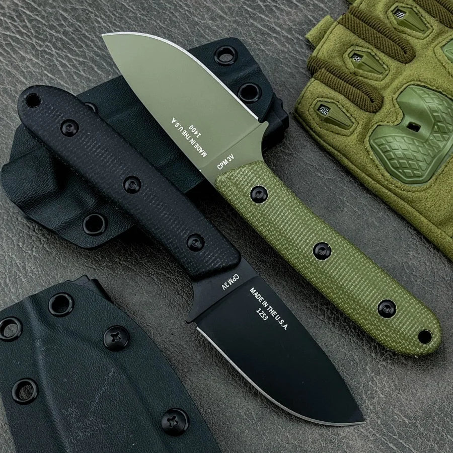 ES Stainless Steel Sharp Fixed Blade Knife Suitable for Outdoor Camping Hiking Daily Emergency Carrying Practical Cutting Knife