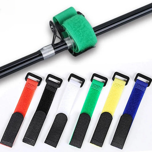 Fishing Rod Tie Holder Strap Suspender Fastener Hook Loop Ties Belt Fishing Rod Strapping Wrap Band Outdoor Fish Tool