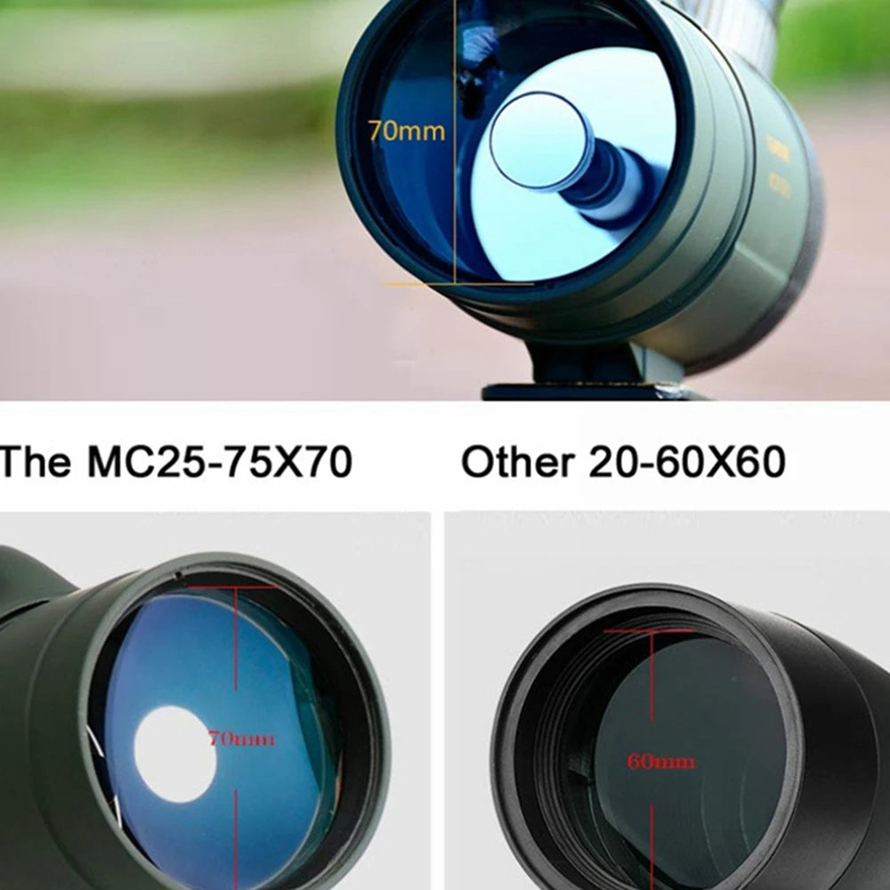 Visionking 25-75x70 Telescope Spotting Scope Monoculars Long Reach View Powerful Camping Birdwatching Hunting Scope With Tripod