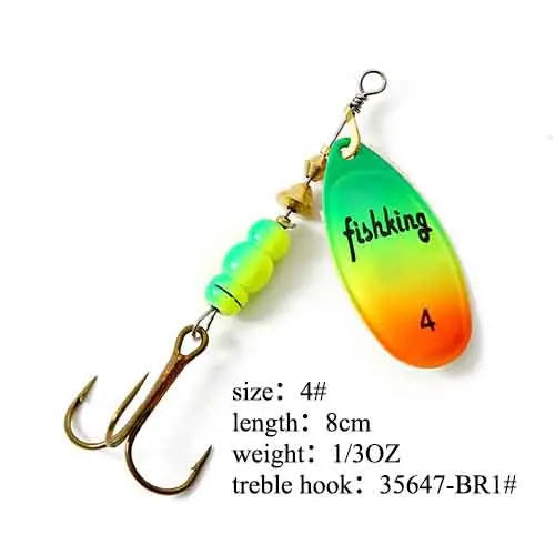 Spinner Bait Fishing Lure 3.9g 4.6g 7.4g 10.8g 15g Rotating Spinners Spoon Lures Pike Metal With Treble Hooks Fishing Goods