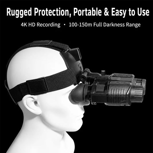 Night Vision Head Mounted Goggles 10X Digital Zoom 4K HD Infrared Binoculars 850nm 9 Levels Hands Free Helmet for Hunting