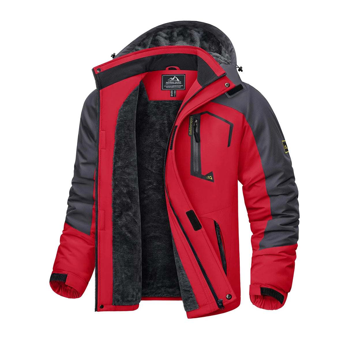KEFITEVD Winter Ski Jacket Men's Warm Fleece Lined Jackets Water Resistant Heavyweight Coats Outdoor Hiking Camping Windbreaker