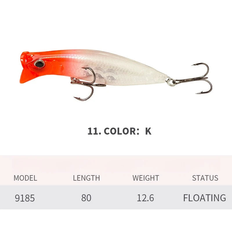 80mm 12.6g Surface Popper Fishing Lures Long Casting Artificial Bait Topwater Pencil Swimbait Wobblers Flounder Sea Bass Pike