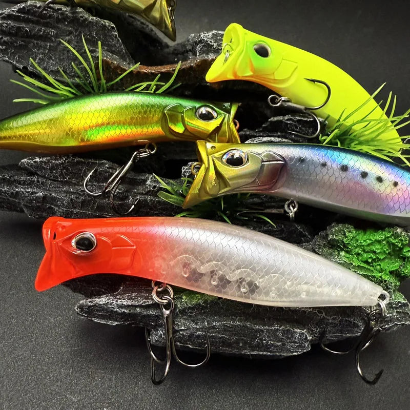80mm 12.6g Surface Popper Fishing Lures Long Casting Artificial Bait Topwater Pencil Swimbait Wobblers Flounder Sea Bass Pike