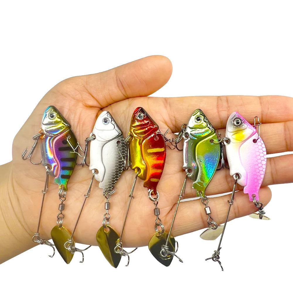 Vib Fishing Lures Wobble Rotating Metal Vib Vibration Bait Winter Fishing  Artificial Hard Baits Spinner Spoon Lure sinking