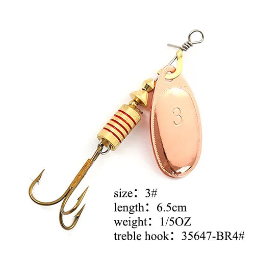 Spinner Bait Fishing Lure 3.9g 4.6g 7.4g 10.8g 15g Rotating Spinners Spoon Lures Pike Metal With Treble Hooks Fishing Goods