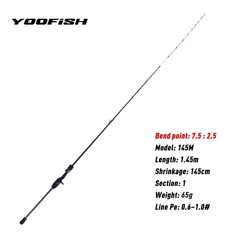 Yoofish ZORO1.45m 1.75m Light Carbon Fishing Rod 145M/H 65g/63g 175H 72g Tianium Tip Cuttlefish Casting Rod Squid Boat Fishing