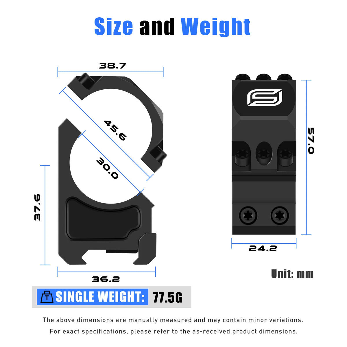 SPINA OPTICS Hunting Scope Mounts Ring for 30mm Tube Scopes Picatinny/Dovetail Rail 6screws Super Stable Fixation Tactical Mount