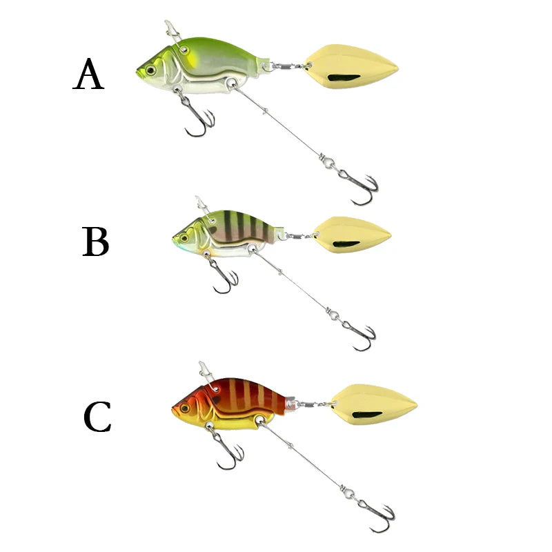 Vib Fishing Lures Wobble Rotating Metal Vib Vibration Bait Winter Fishing  Artificial Hard Baits Spinner Spoon Lure sinking