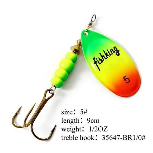 Spinner Bait Fishing Lure 3.9g 4.6g 7.4g 10.8g 15g Rotating Spinners Spoon Lures Pike Metal With Treble Hooks Fishing Goods