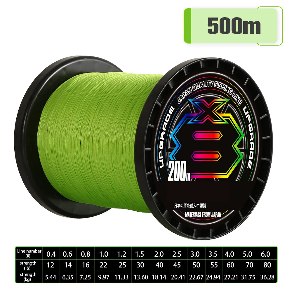 1000M/500M Japan Original X-BRAID Upgrade X8 Super Strong Saltwater Fishing Line 8 Strands Multifilament Muiltcolor PE Line