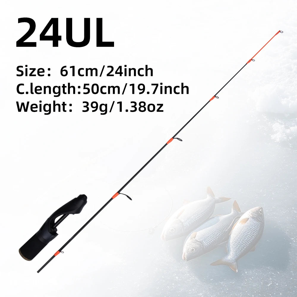 24'' UL 26'' ML 28'' ML 30'' M Ice Fishing Rod Portable Winter Carbon Solid Tip Sensitive Ice Fishing Rod