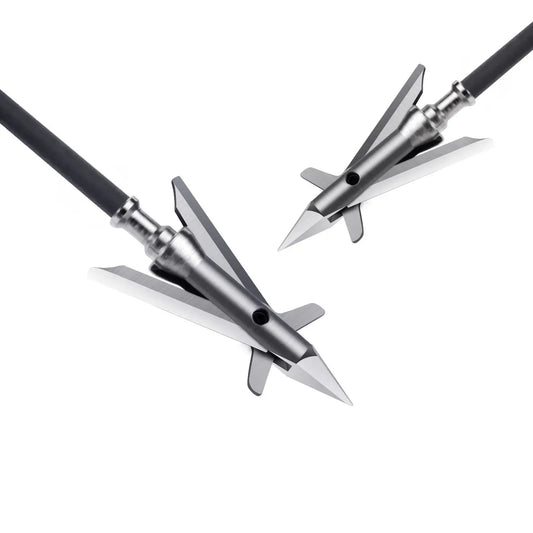 6pcs Hunting Broadheads 100 Grain 420 Stainless Steel 2 Blades for Compound & Recurve Bows, Razor Sharp