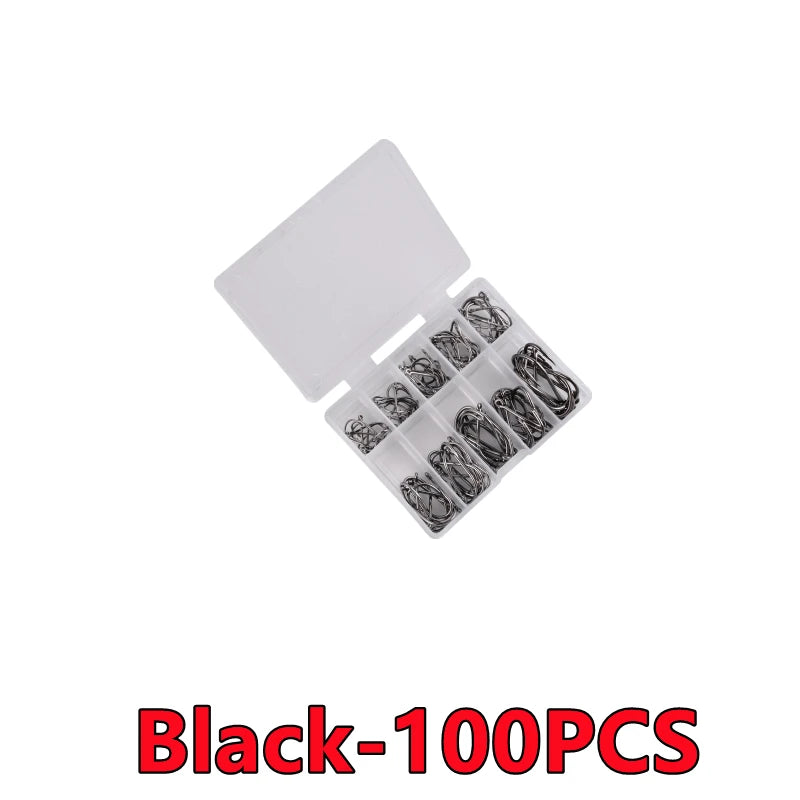 100-300PCS Fishing Hooks Set Box 10 Series High Carbon Steel Single Circle Fishing Hook Fly Fishing Jip Barbed Carp Hooks Tools