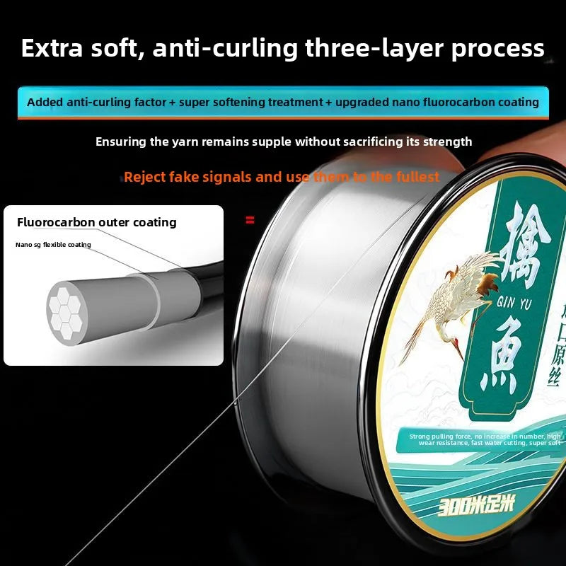 300m Fishing Line No Knot Main Line Ultra Soft Super Strong Tensile Nylon Line for Sea Fishing Rod