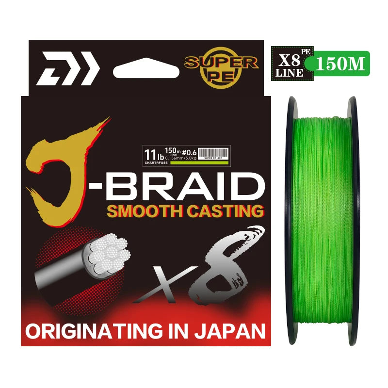 2025 New Original X8-DAIWA-J Braided Expedition 8 Strands Fishing Line PE Super Line Sea Fishing Wire 150/200M Pesca 11-77lb