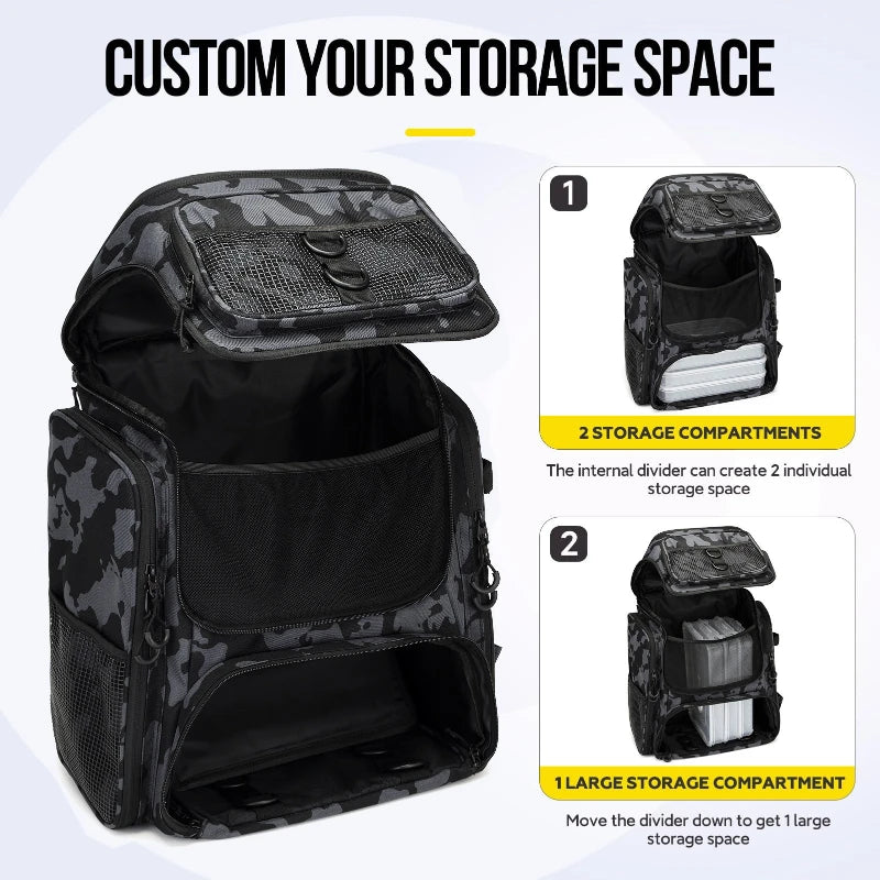 Outdoor Large Capacity Lure Fishing Multifunctional Fishing Gear Fishing Rod Storage Bag Camouflage Hiking and Hunting Backpack