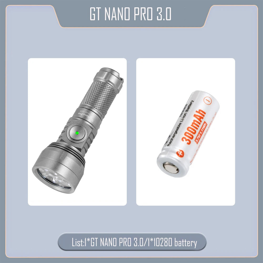 Outdoor Fishing Lighting Camping Lantern EDC LED Flashlights 1600LM Type C Rechargeable Lamp Self Defense Torch GT NANO PRO 3.0