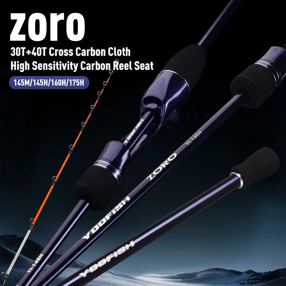 Yoofish ZORO1.45m 1.75m Light Carbon Fishing Rod 145M/H 65g/63g 175H 72g Tianium Tip Cuttlefish Casting Rod Squid Boat Fishing