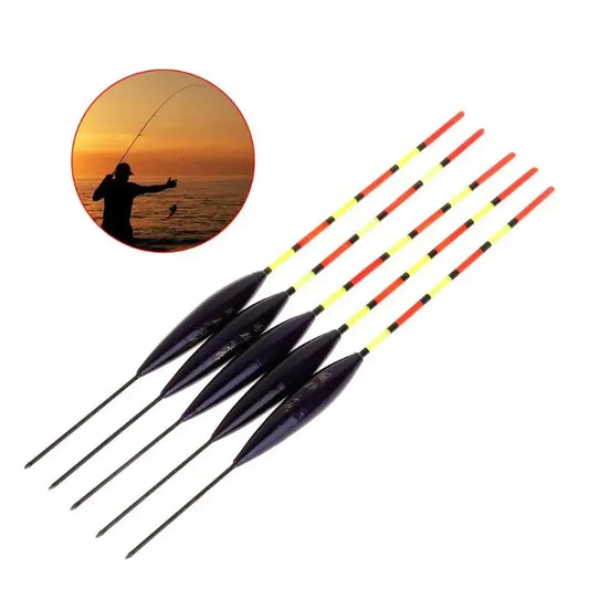 5 Pcs/Set Fishing Float Buoy Barr Wood Fluorescent Tail Stick Floating Wooden Tackle Ice Fishing Carp Luminous Dobber