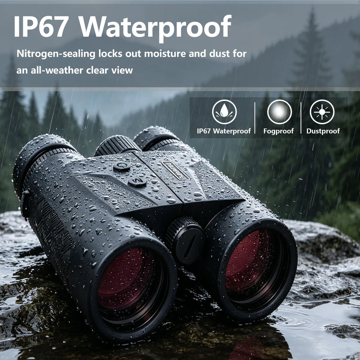 BOSHIWEI 10x42 Binoculars with Laser Rangefinder Professional Waterproof Binocular for Outdoor Hunting Engineering Measurement