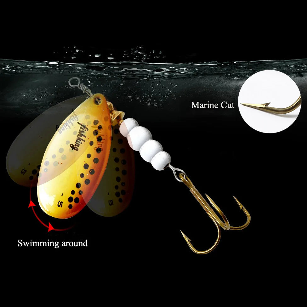Spinner Bait Fishing Lure 3.9g 4.6g 7.4g 10.8g 15g Rotating Spinners Spoon Lures Pike Metal With Treble Hooks Fishing Goods