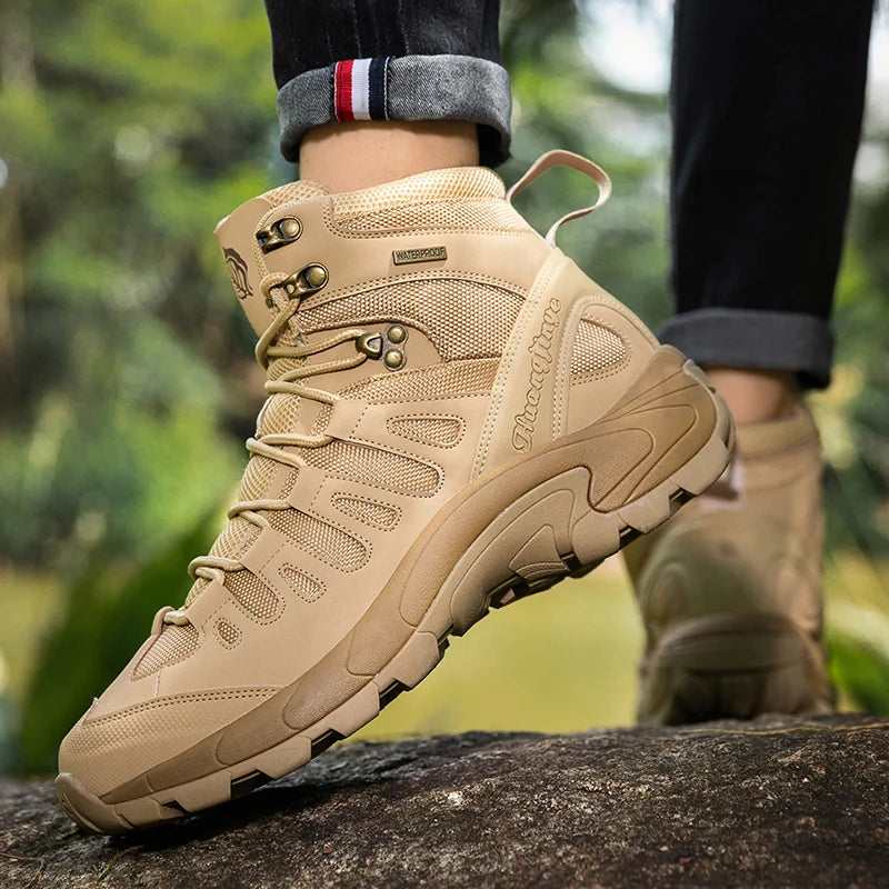 Mens Outdoor Hiking Boots Desert Combat Tactical Boots Male Winter Shoes Men Desert Ankle Boots Work Safety Shoes Big Size 39-46