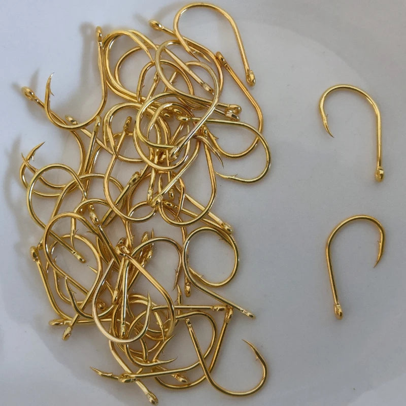 100pcs Fishing Hooks Eyed Circle Golden Hook Barbed Fishhook for Carp Fishing Material Goods Accessories Pesca Fishhook Tools