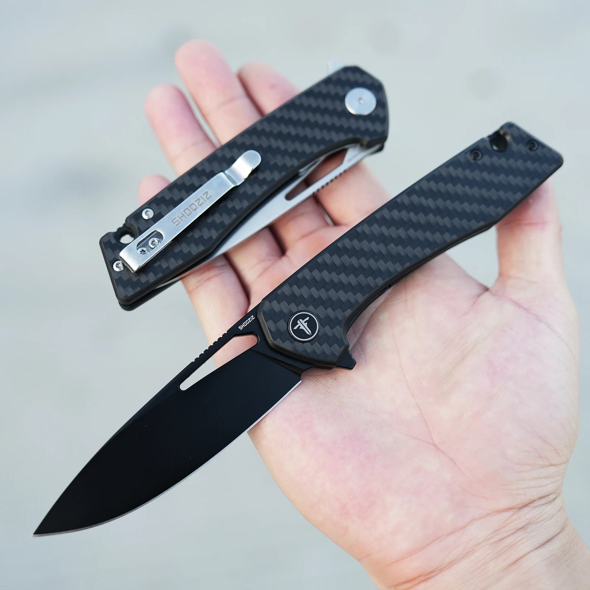 Shooziz EDC Pocket Folding Knife with Clip, 3.66"D2 Satin/PVD Blade, Ultem/G10/Micarta/ G10 Carbon Fiber for Outdoor Camping