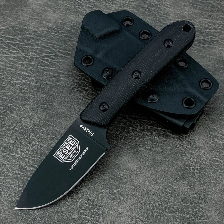 ES Stainless Steel Sharp Fixed Blade Knife Suitable for Outdoor Camping Hiking Daily Emergency Carrying Practical Cutting Knife