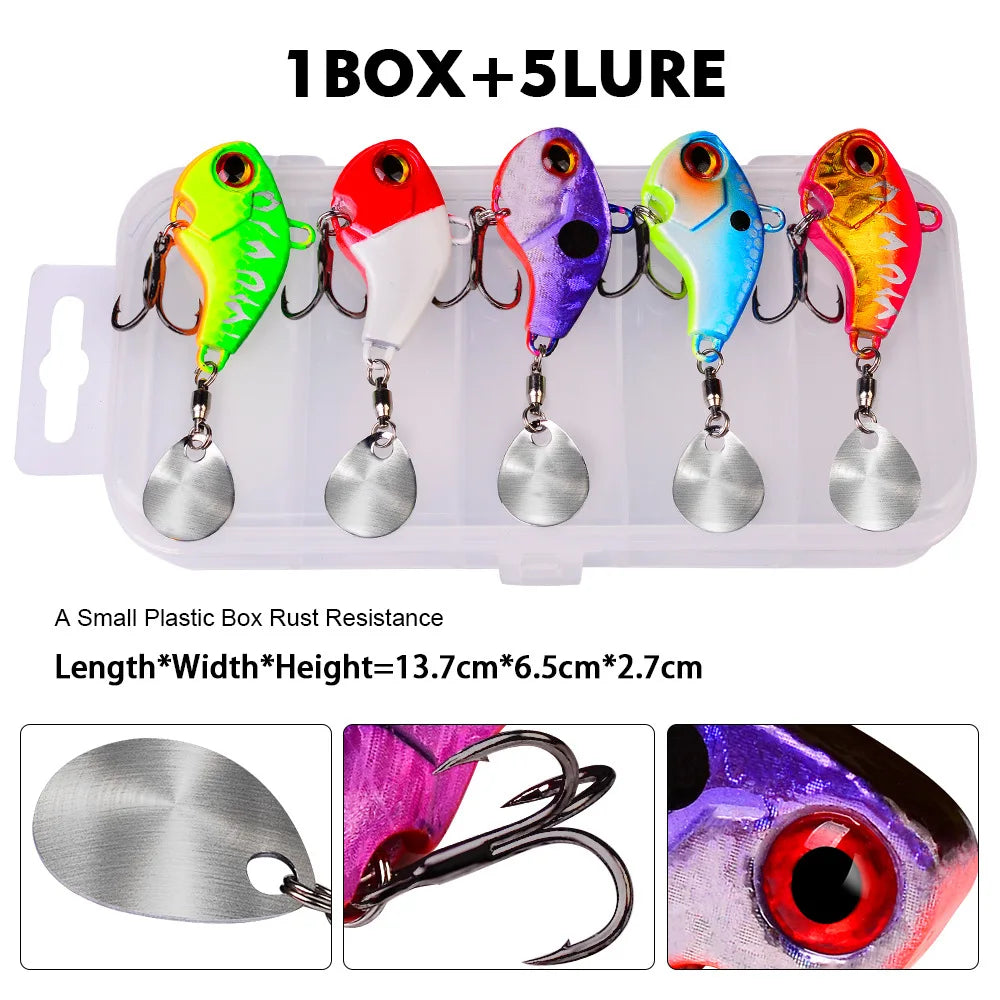 Fishing Lures Wobble Rotating Metal Vib Vibration Bait Winter Fishing 5g 7g 10g Artificial Hard Baits Spinner Spoon Lure Pesca