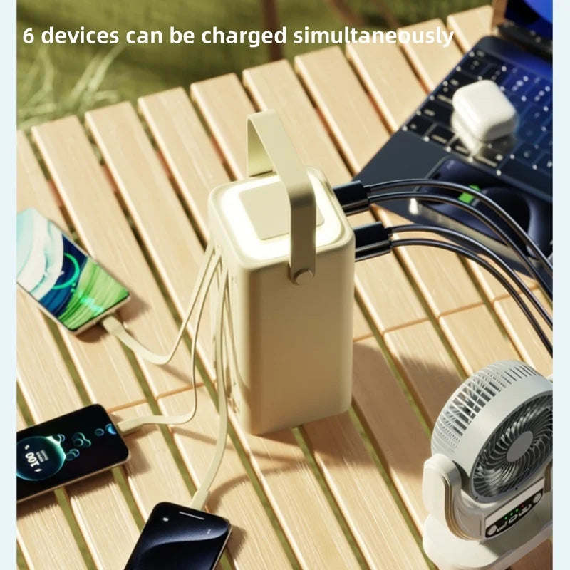 Portable Outdoor Emergency Power Banks Smartphone Backup Power 50000mAh With Built-in Cable Powerbank 50000mAh Camping Light