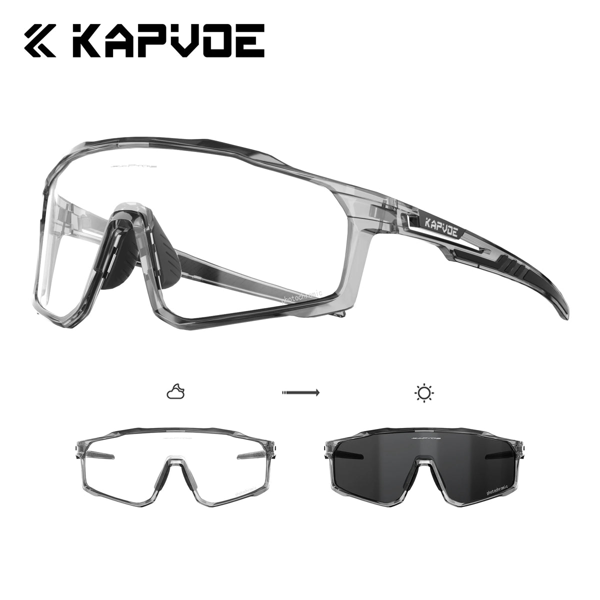 KAPVOE New Large Size Cycling Sunglasses Glasses Outdoor UV400  Sports MTB Goggles Bike Driving Glasses Men Road Bicycle Glasses