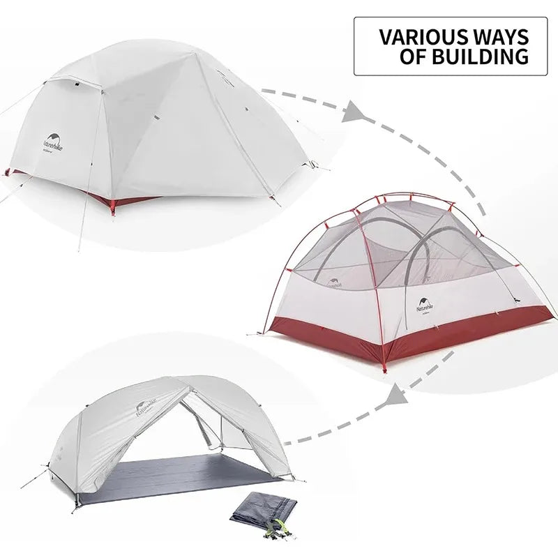 Naturehike Star River 2 Person Backpacking Tent Double Layer Ultralight Camping Hiking Tent Outdoor Travel Beach Tent with Mat
