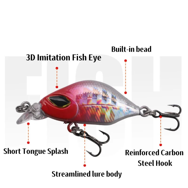 Mini Slow Sinking Fishing Lures 3D Simulation Fish Lure Crankbaits Hard Baits for Bass Trout Freshwater Saltwater Fishing Lures