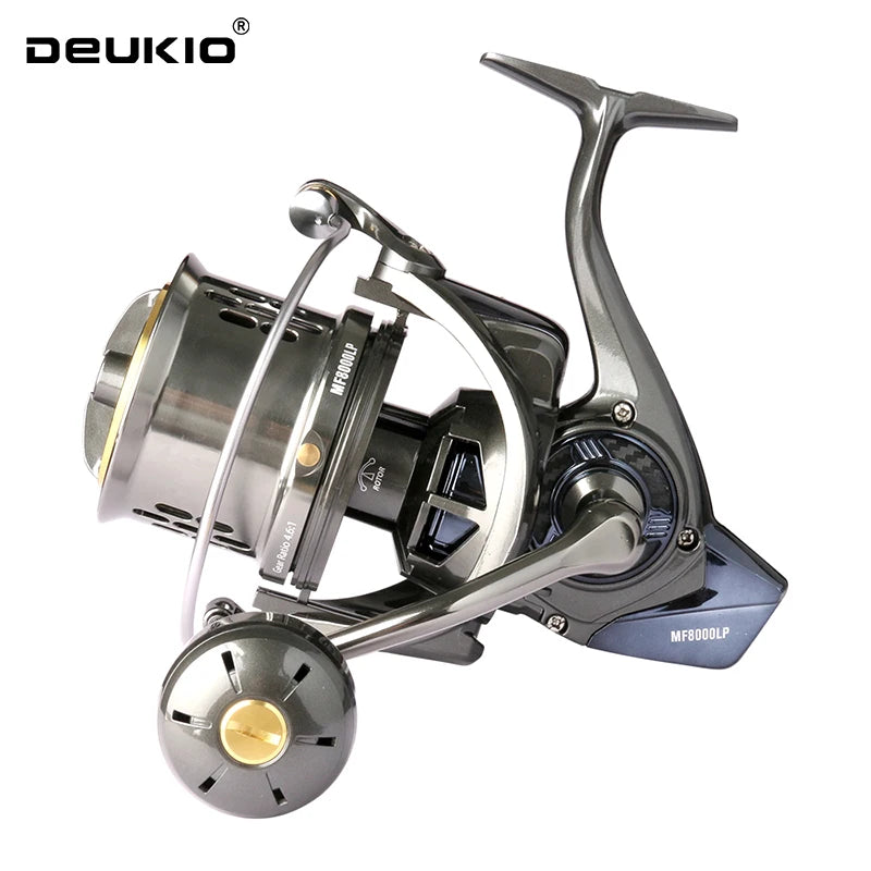 DEUKIO Spinning Fishing Reel 8000-12000 20KG Max Drag 4.6:1 Full Metal Body 8+1BB Saltwater Long Cast Surf Fishing Reel