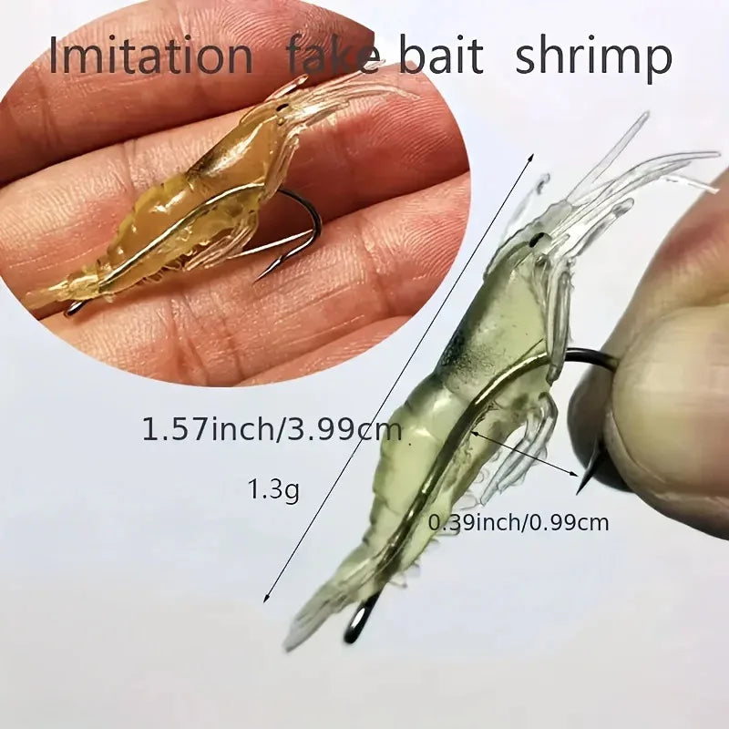 10pcs/Lot Goture Shrimp Lures Soft Shrimp Fishing Lures for Freshwater Saltwater Luminous Shrimp Bait Set with Sharp Hook Bead