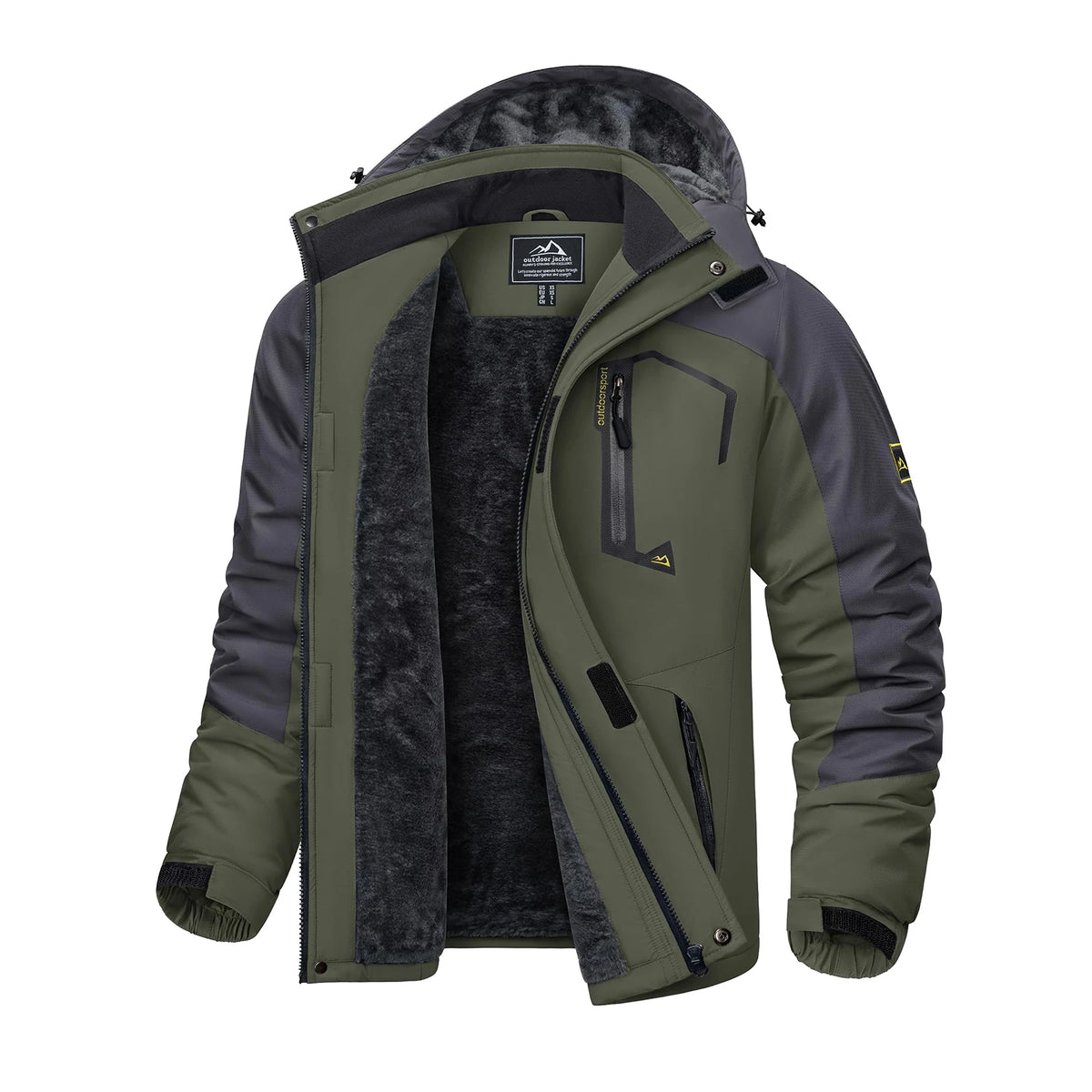 KEFITEVD Winter Ski Jacket Men's Warm Fleece Lined Jackets Water Resistant Heavyweight Coats Outdoor Hiking Camping Windbreaker