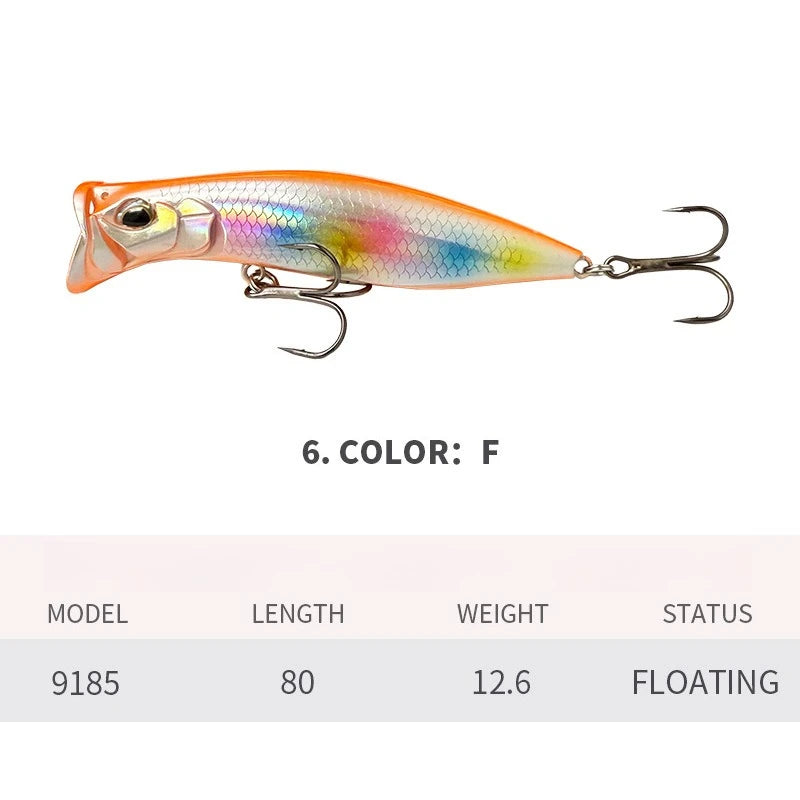 80mm 12.6g Surface Popper Fishing Lures Long Casting Artificial Bait Topwater Pencil Swimbait Wobblers Flounder Sea Bass Pike