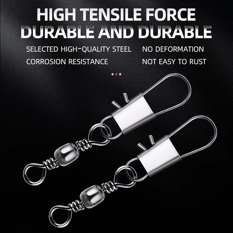 100pcs/lot Fishing Connector Bearing Rolling Swivel Snap Fishhook Lure Connector Tackle Accessories ﻿