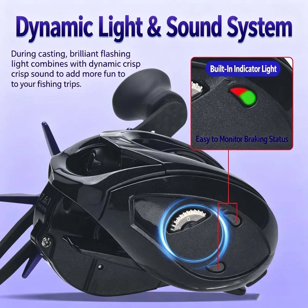 BOKI DC Baitcasting Reel Digital Control Long Cast Carbon Washers 7.6:1 10+1BB Max Drag 5kg Fresh Saltwater Fishing Reel