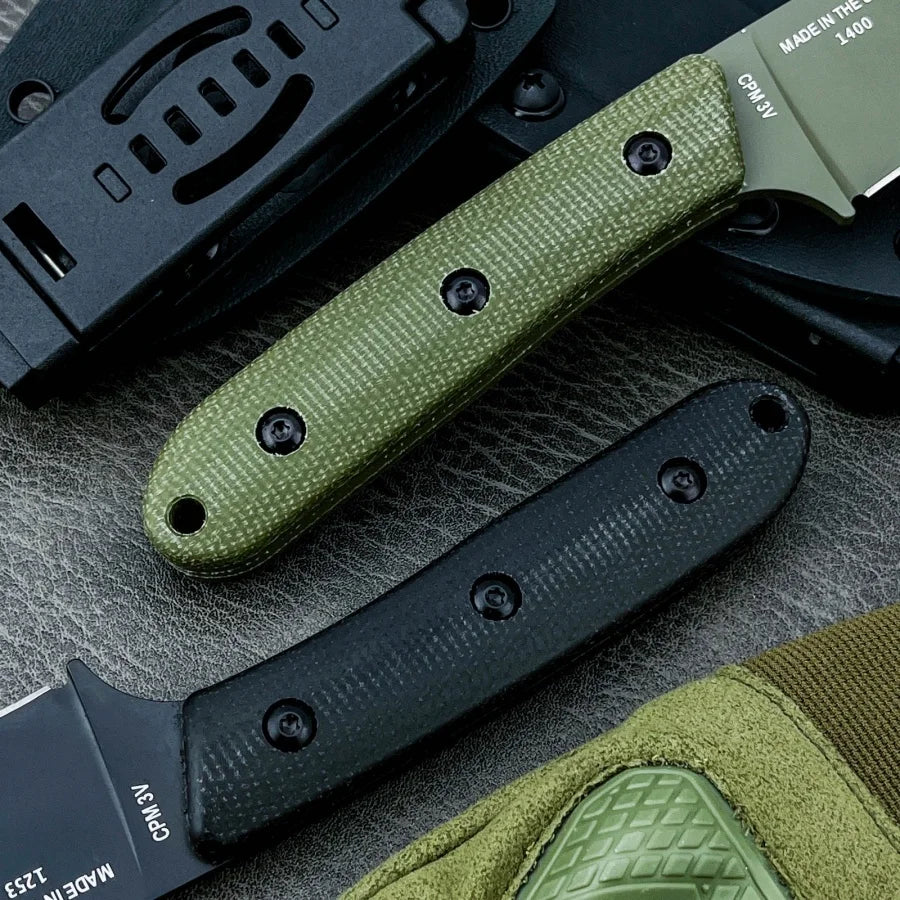 ES Stainless Steel Sharp Fixed Blade Knife Suitable for Outdoor Camping Hiking Daily Emergency Carrying Practical Cutting Knife