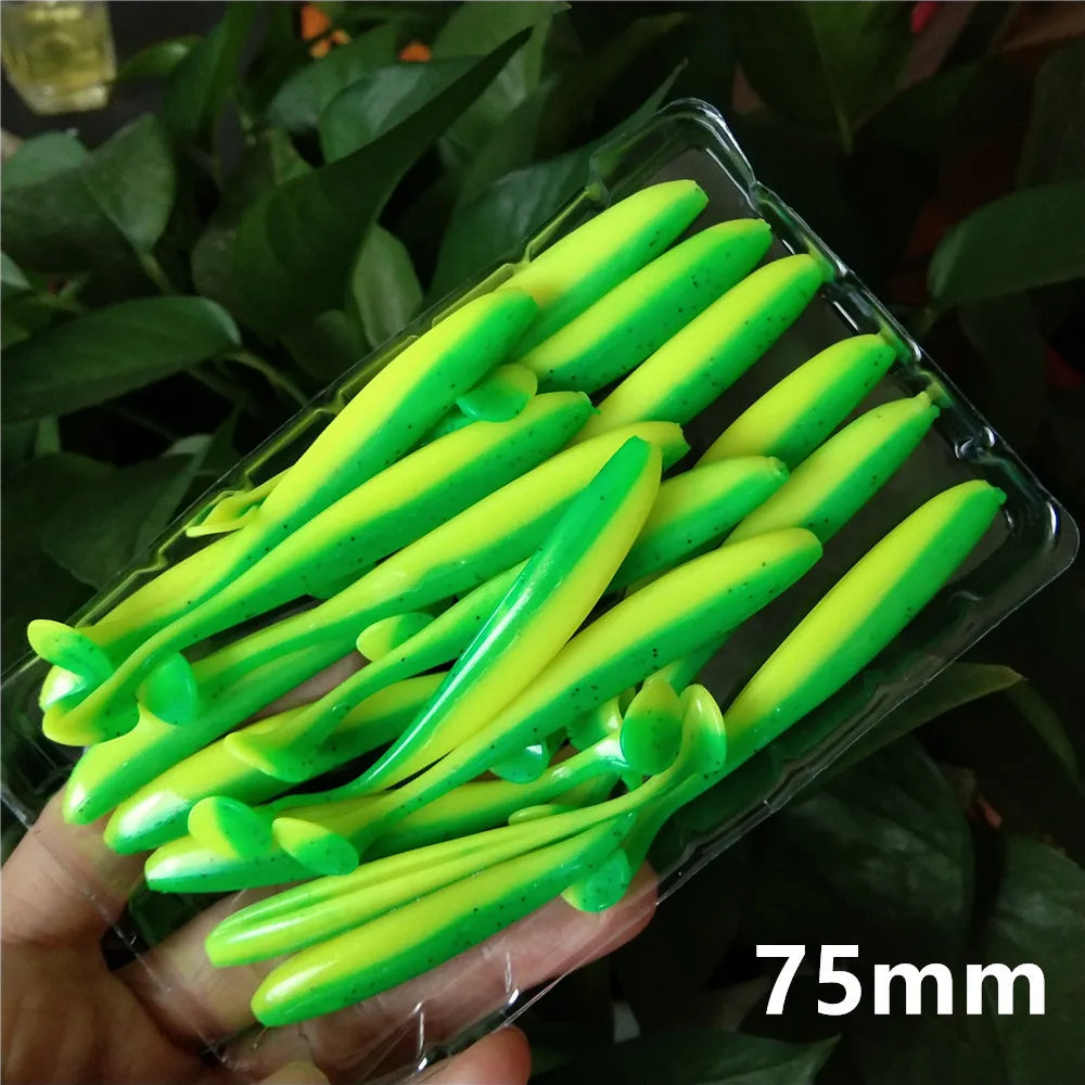 12 Bags 55mm 65mm 75mm 88mm 100mm 120mm Fishing Lures Wobblers Carp Fishing Soft Lures Silicone Artificial Double Color Baits