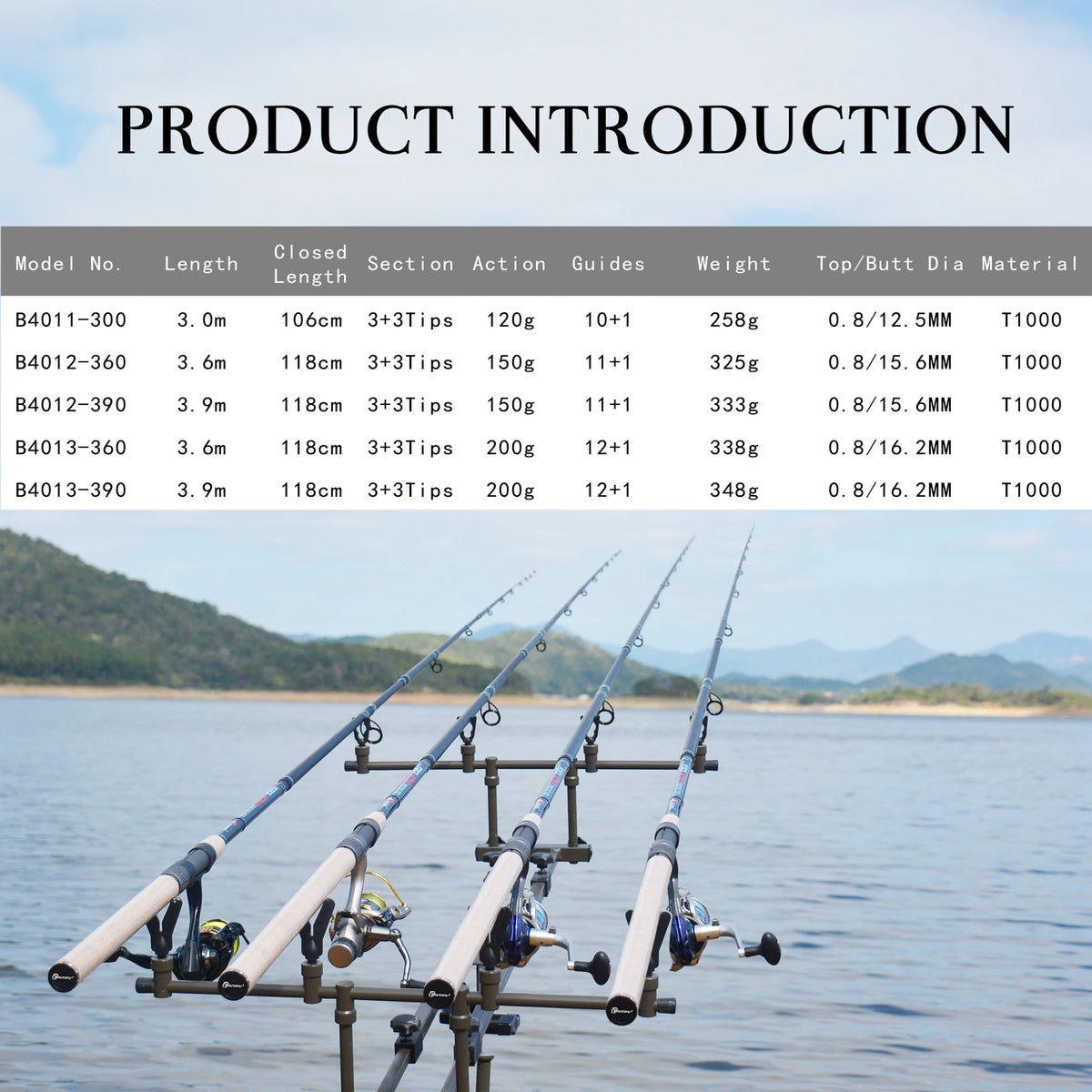 BIUTIFU Carp Feeder Fishing Rods 3.0m 3.6m 3.9m 3Tips Casting Weight 120g 150g 200g Carbon Fiber Spinning Pole Freshwater Sea