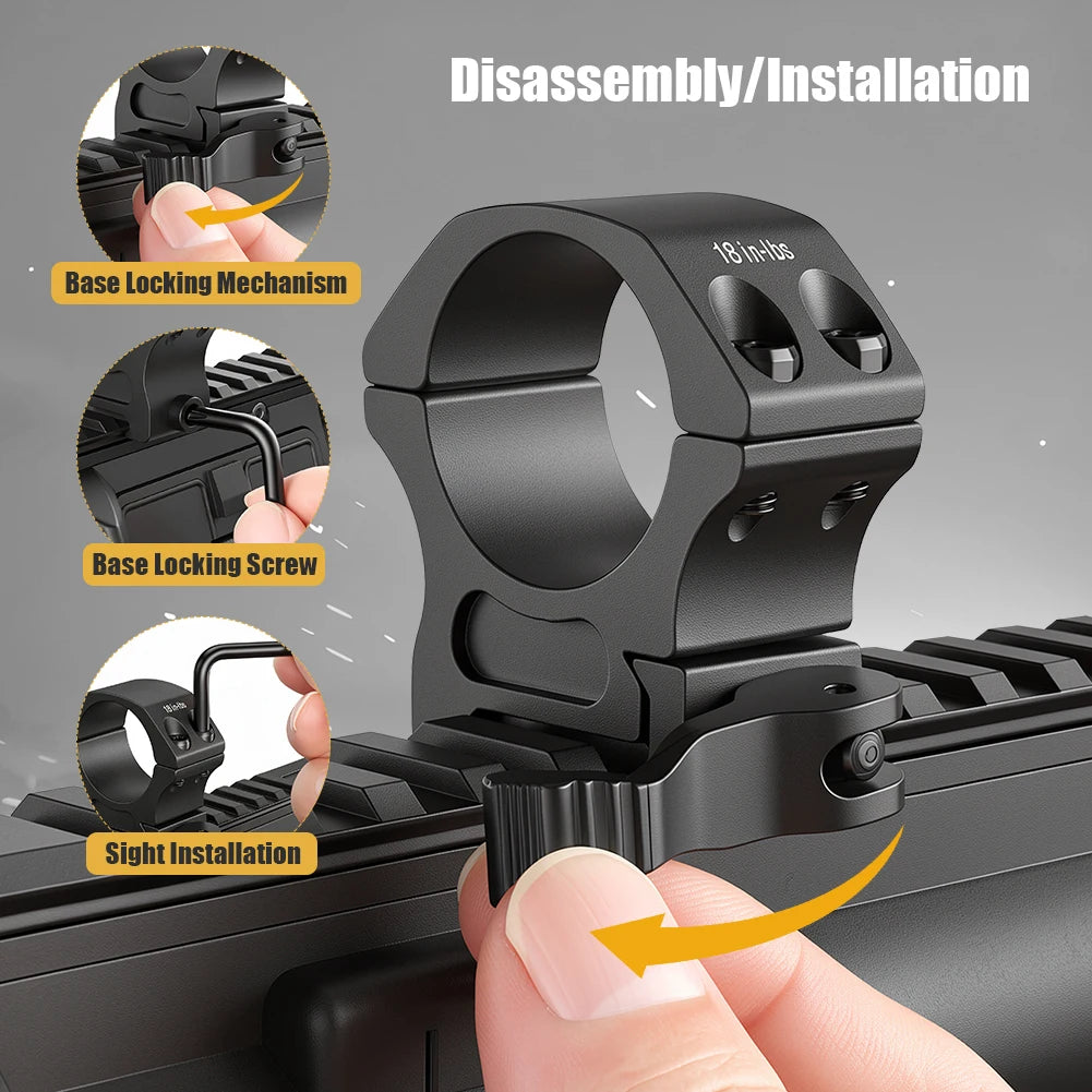 UniqueFire Quick Release Hunting Scope Mount Ring for Dia 30mm Tactical Scope Flashlight 20mm Picatinny Rail Mount Accessories