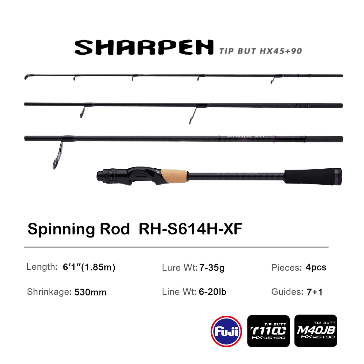 PURELURE SHARPEN Soft Lure Long Spinning and Casting XF/MF Action Rods FUJI Components Bass Pike Rod Fishing Rod Spinning Reel